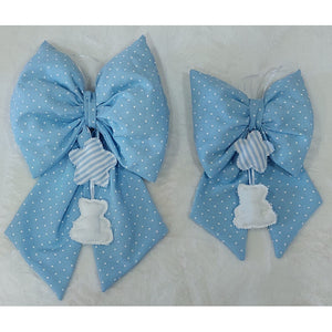 copy of Handgefertigte Geburtsschleife in Blau und Beige