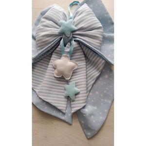 copy of Handgefertigte Geburtsschleife in Blau und Beige - 2