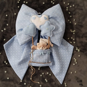 copy of Handgefertigte Geburtsschleife in Blau und Beige