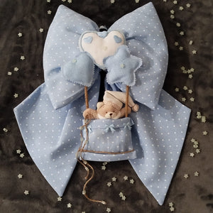 copy of Handgefertigte Geburtsschleife in Blau und Beige - 2