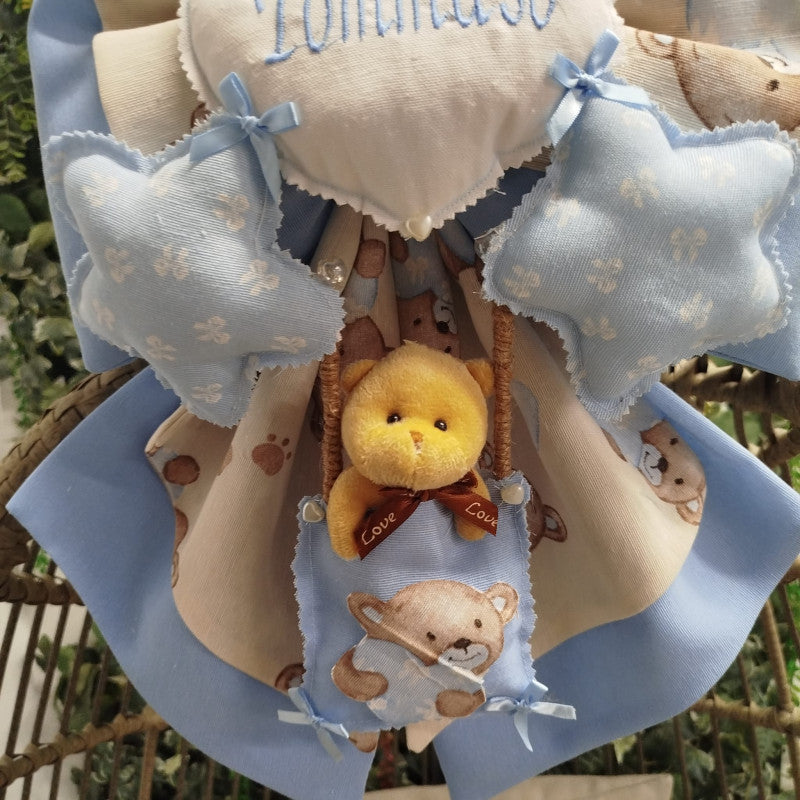 copy of Handgefertigte Geburtsschleife in Blau und Beige - 5