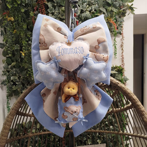 copy of Handgefertigte Geburtsschleife in Blau und Beige - 7