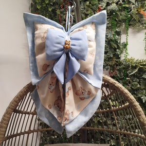 copy of Handgefertigte Geburtsschleife in Blau und Beige - 2