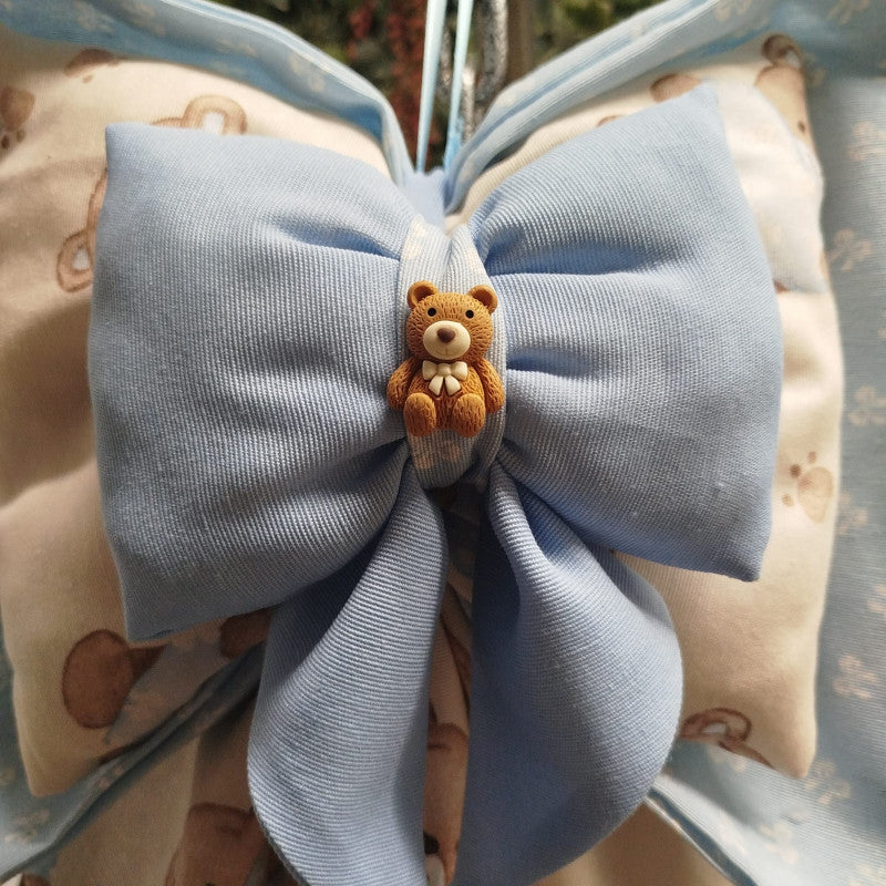copy of Handgefertigte Geburtsschleife in Blau und Beige - 3