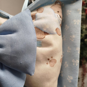 copy of Handgefertigte Geburtsschleife in Blau und Beige - 4