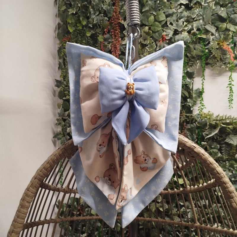 copy of Handgefertigte Geburtsschleife in Blau und Beige - 5