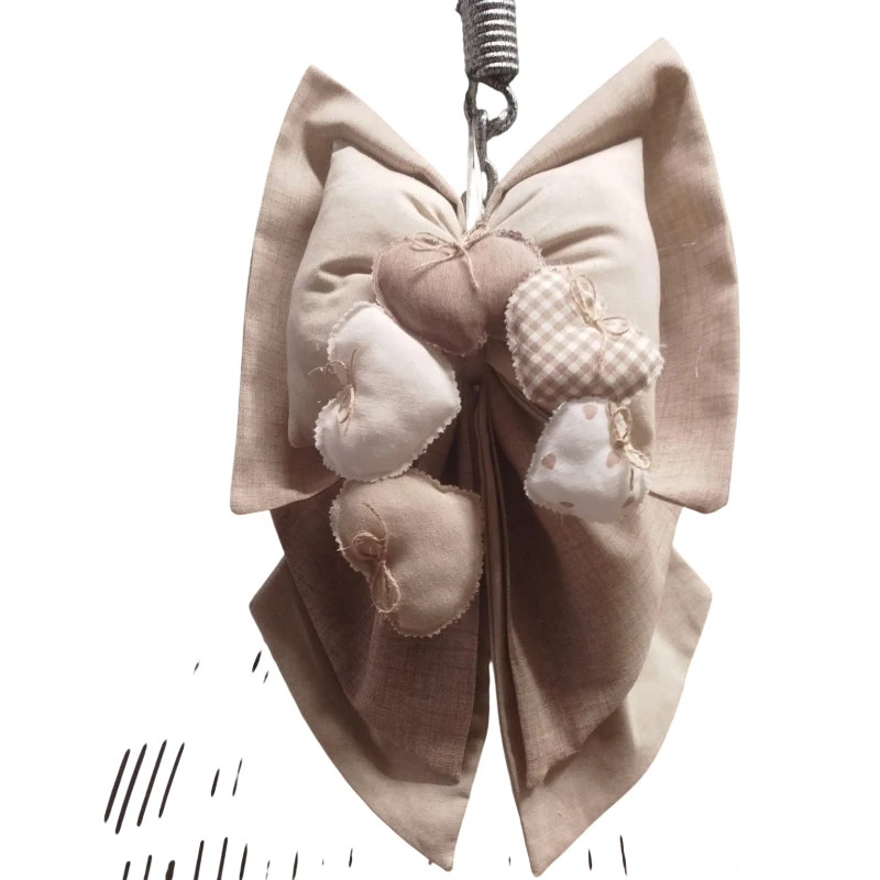 Fiocco Nascita Beige Cuore