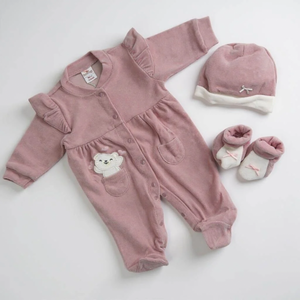 Set Neonato in Ciniglia 3 Pezzi 1/3 Mesi