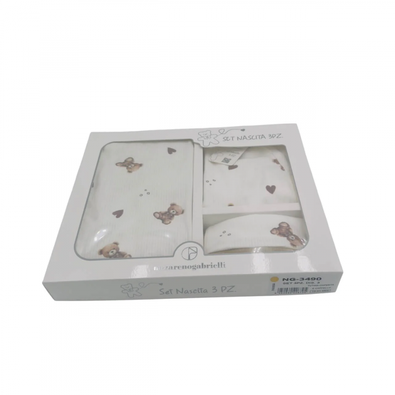 Set neonato 3 pezzi in caldo cotone Beige  0/1 mese - 2