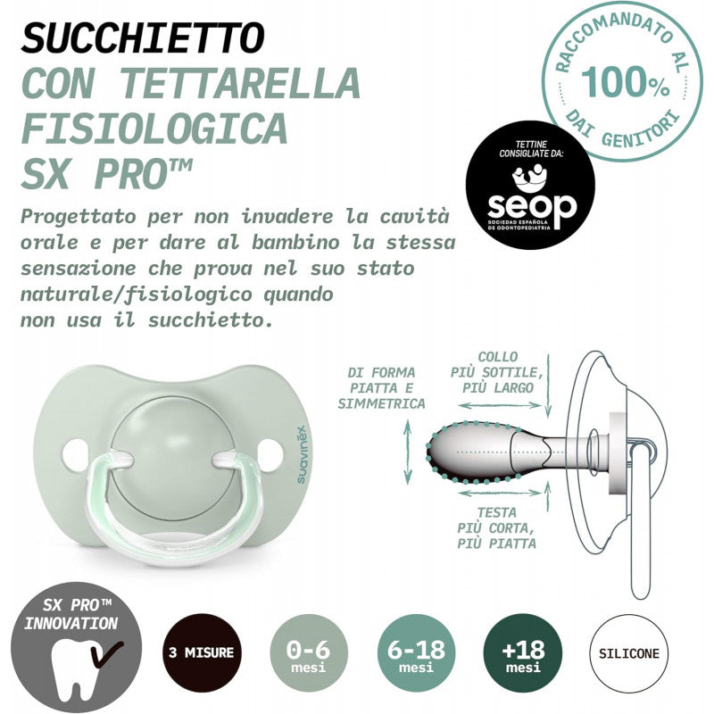 Succhietto 0/6 M Tettina SIL SX Promt (2 PZ) Suavinex Verde - 3