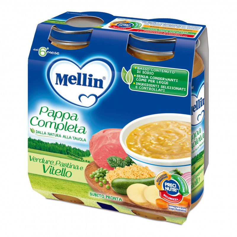 Mellin Komplette Babynahrung - Gemüse, Nudeln und Kalbfleisch