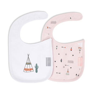 Set mit 2 Dakota-Lätzchen mit Klettverschluss - Pink