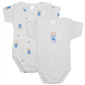 Set 2 Kurzarm-Bodysuit für Babys - Hellblauer Bär