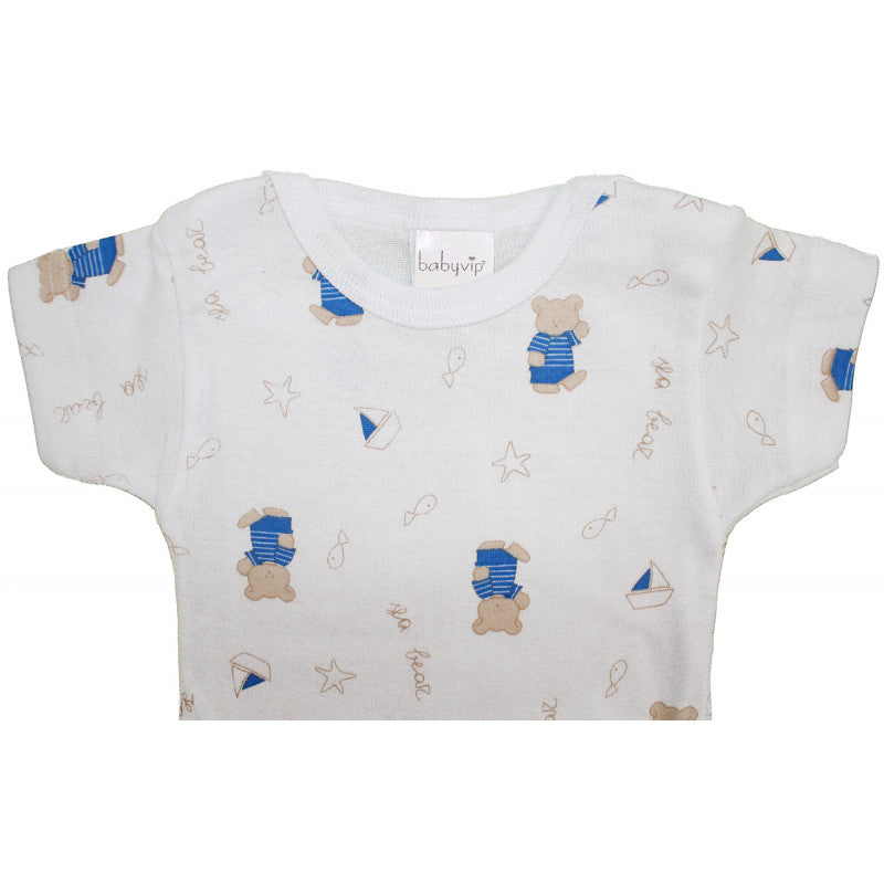 Set 2 Kurzarm-Bodysuit für Babys - Hellblauer Bär - 4