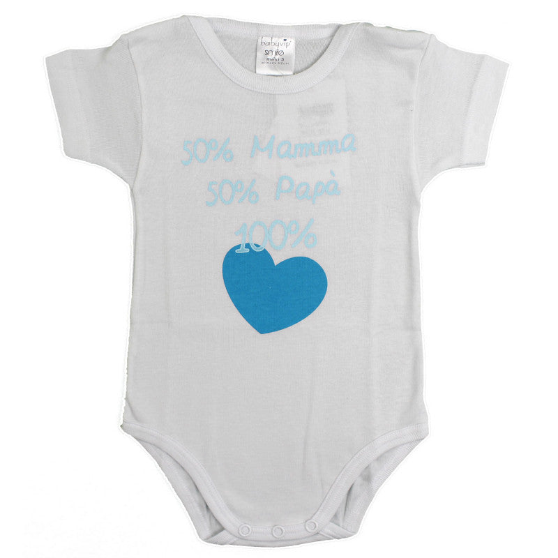 Body Neonato a Mezza Manica - 50% Mamma e 50% Papà - 3 Mesi