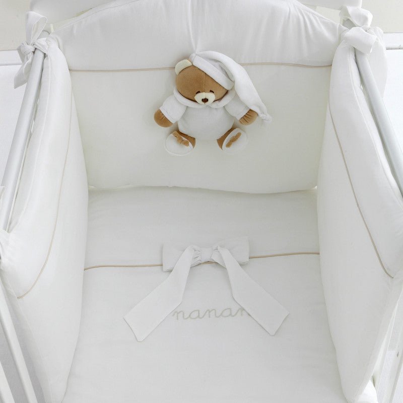 Tato Nanan Nestchen-Bettwäsche-Set für Babybetten – Weiß