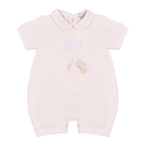 Pinker Strampler mit Nanan Teddybär und Luftballons