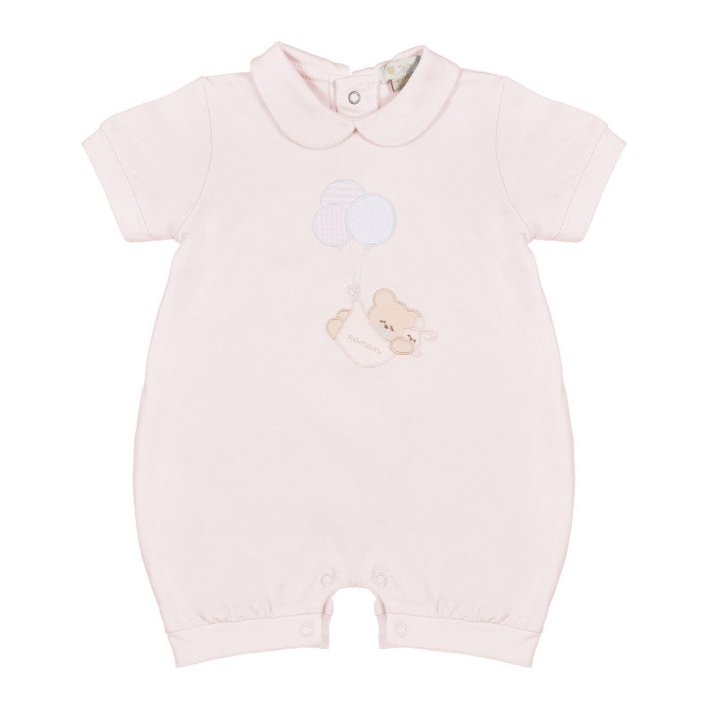 Pinker Strampler mit Nanan Teddybär und Luftballons