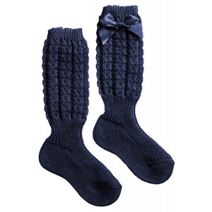 Calzino Lungo in Cotone con Fiocchetto - Blu
