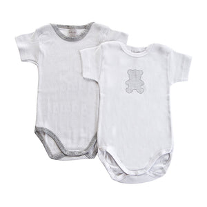 Set 2 Body Neonato a Mezza Manica - Pois Grigio
