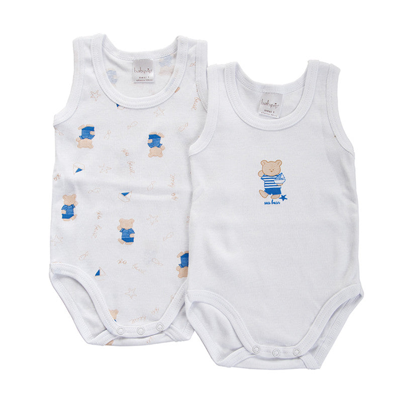 Set 2 Body Neonato a Giro Manica Orsetto Azzurro - 1 Mesi
