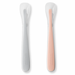 Set mit 2 Silikon-Grau-Rosa-Löffeln