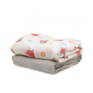 Kiokids - Set 2 Mussole di Cotone - Grigio